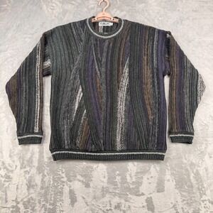 Vintage Lavane New York Sweater Men's XXL Retro Geometric Stripe Knit Jumper